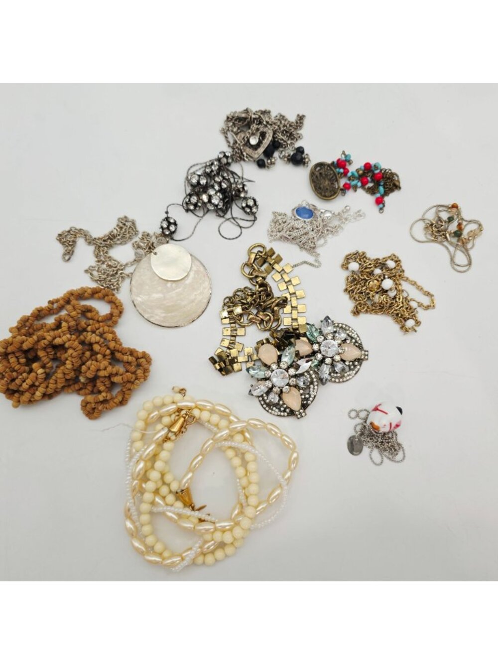 Mixed Lot Fashion Necklaces & Chains Beaded Rhinestone Pendant Craft Lot AS IS - Picture 2 of 11